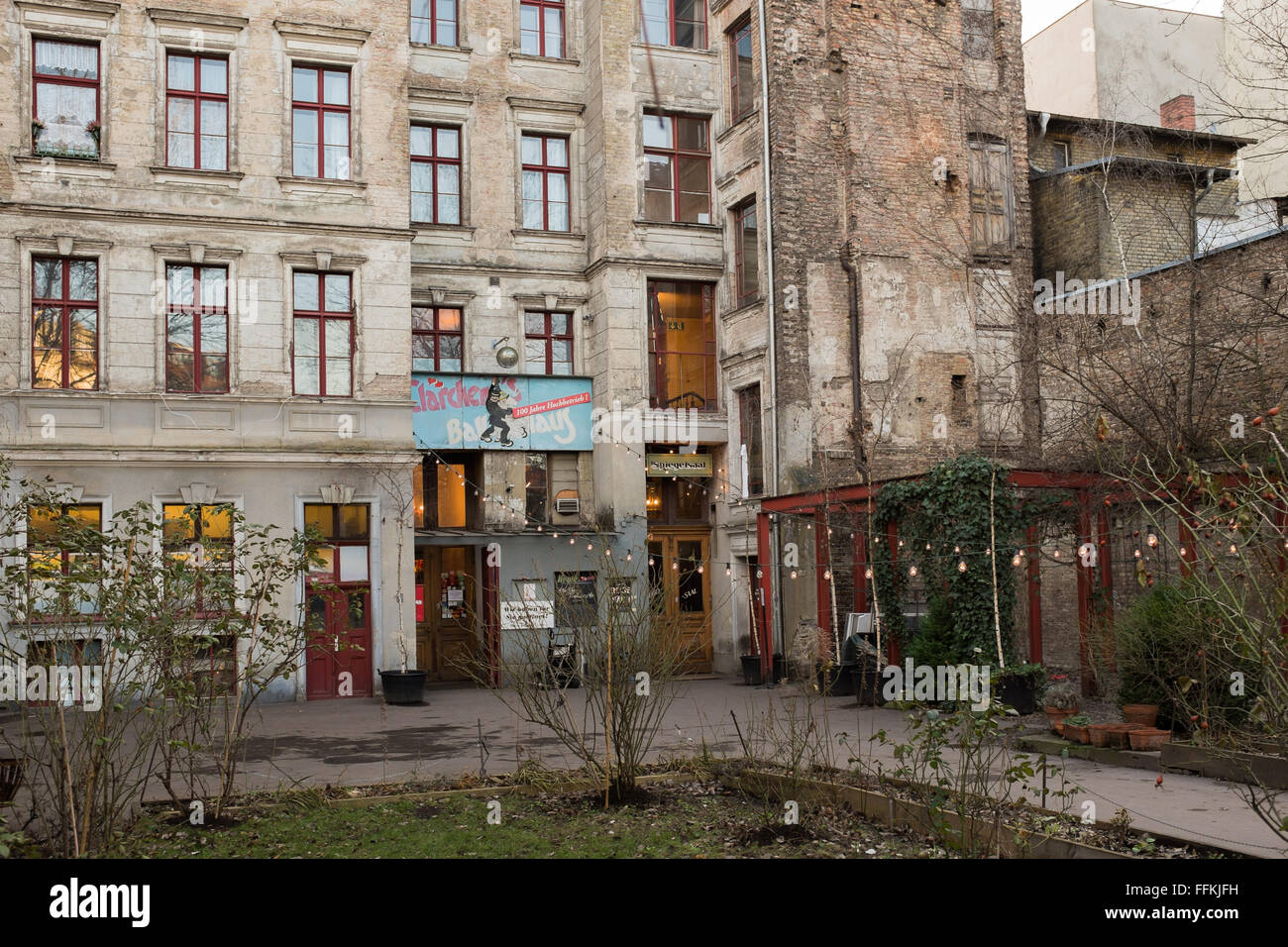 BERLIN, 28 JANUARY: The Clarchens Ballhaus, Auguststrasse Berlin Mitte on January 28 2016. Formerly a ballroom now a nightclub. Stock Photo