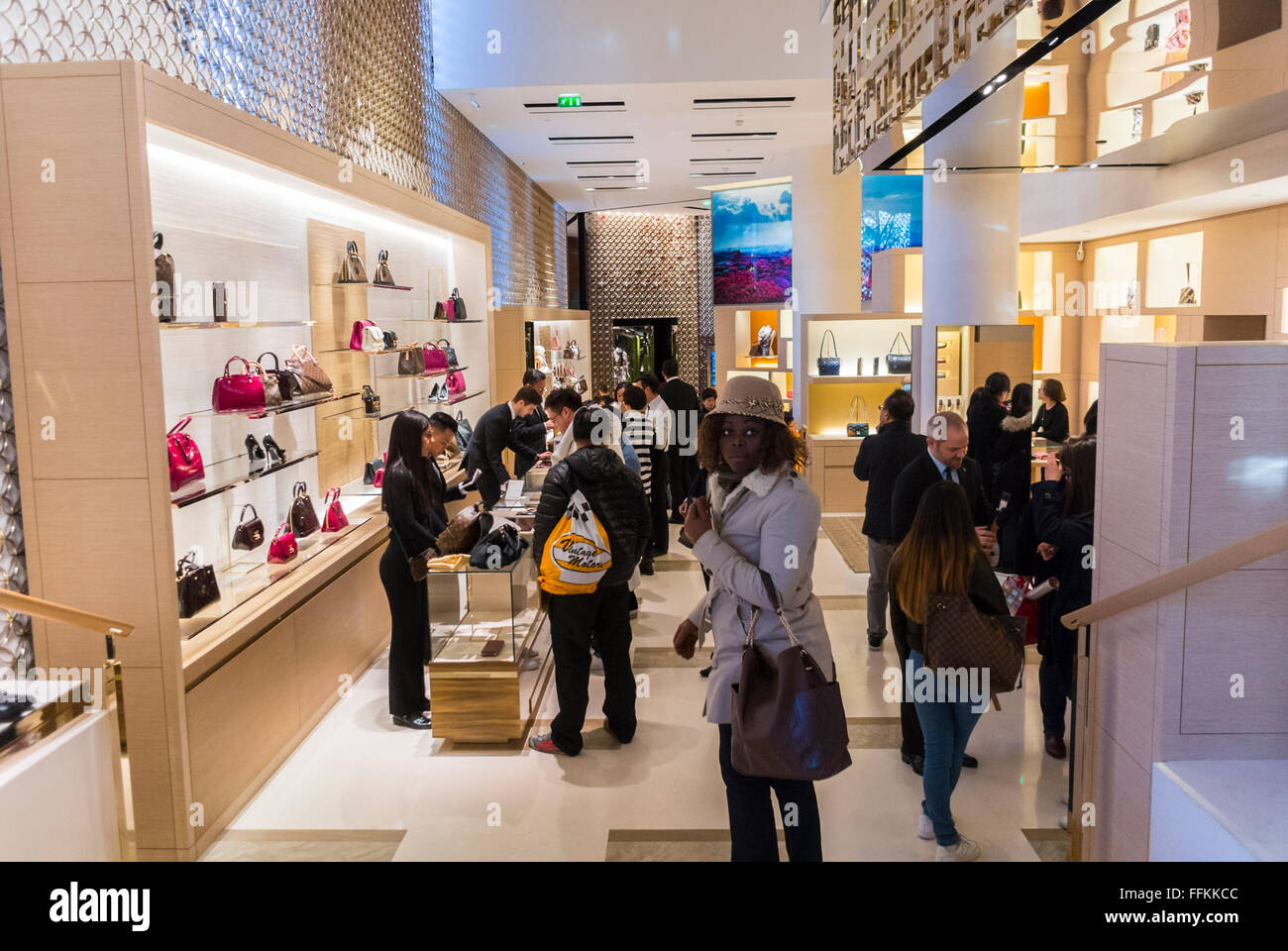 Tourists Shopping At Louis Vuitton Store In Paris France Stock