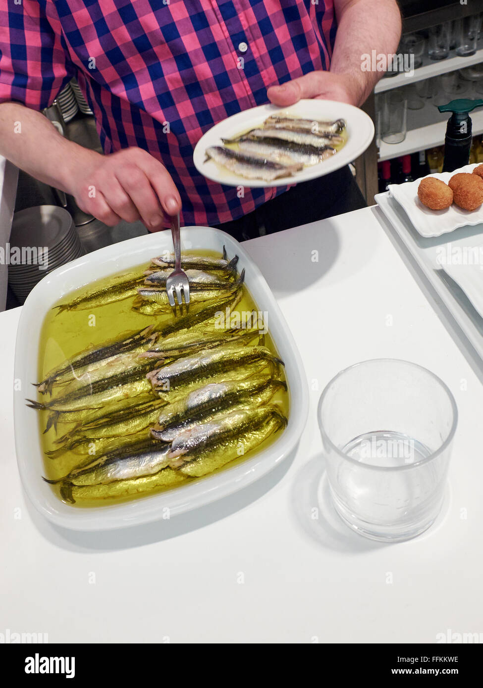 Spanish Boquerones (anchovies marinated in olive oil Stock Photo Alamy