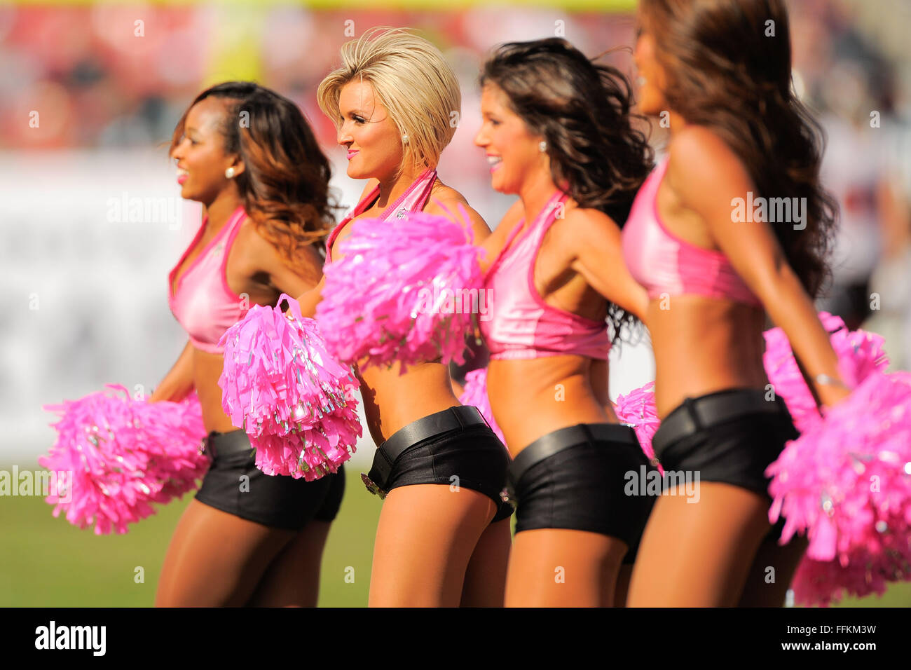 Tampa, FL, USA. 13th Oct, 2013. Tampa Bay Buccaneers cheerleaders wear pink during the Bucs loss to the Philadelphia Eagles 31-20 win on Oct. 13, 2013 in Tampa, Florida. ZUMA PRESS/ Scott A. Miller © Scott A. Miller/ZUMA Wire/Alamy Live News Stock Photo
