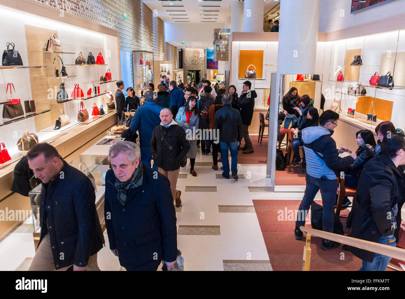 Paris, France, People Shopping Shoes, Louis Vuitton Shop, La