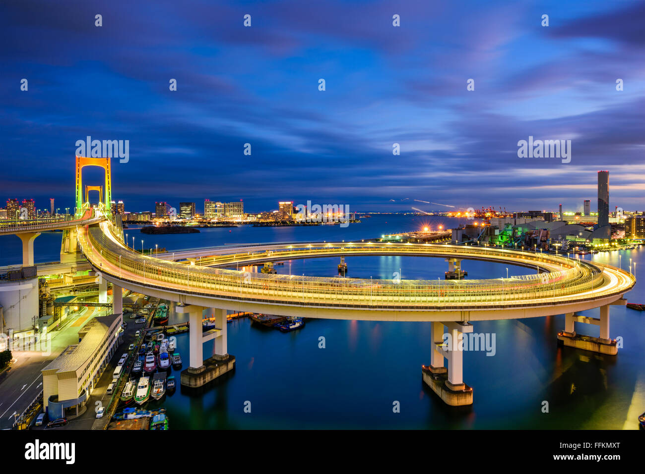Tokyo, Japan view of Rainbow Bridge loop Stock Photo Alamy