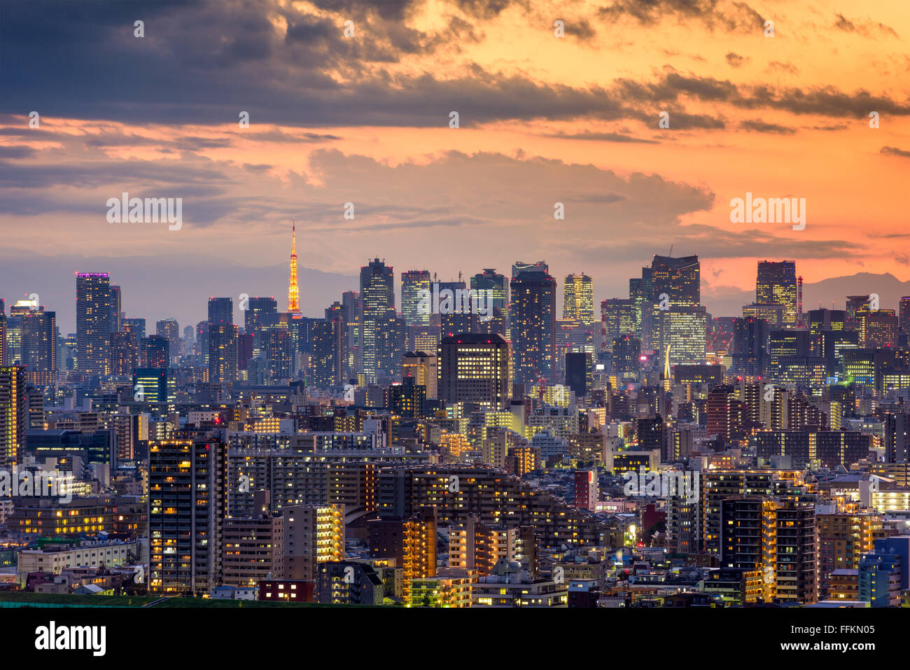 Tokyo, Japan city skyline at dusk. Stock Photo