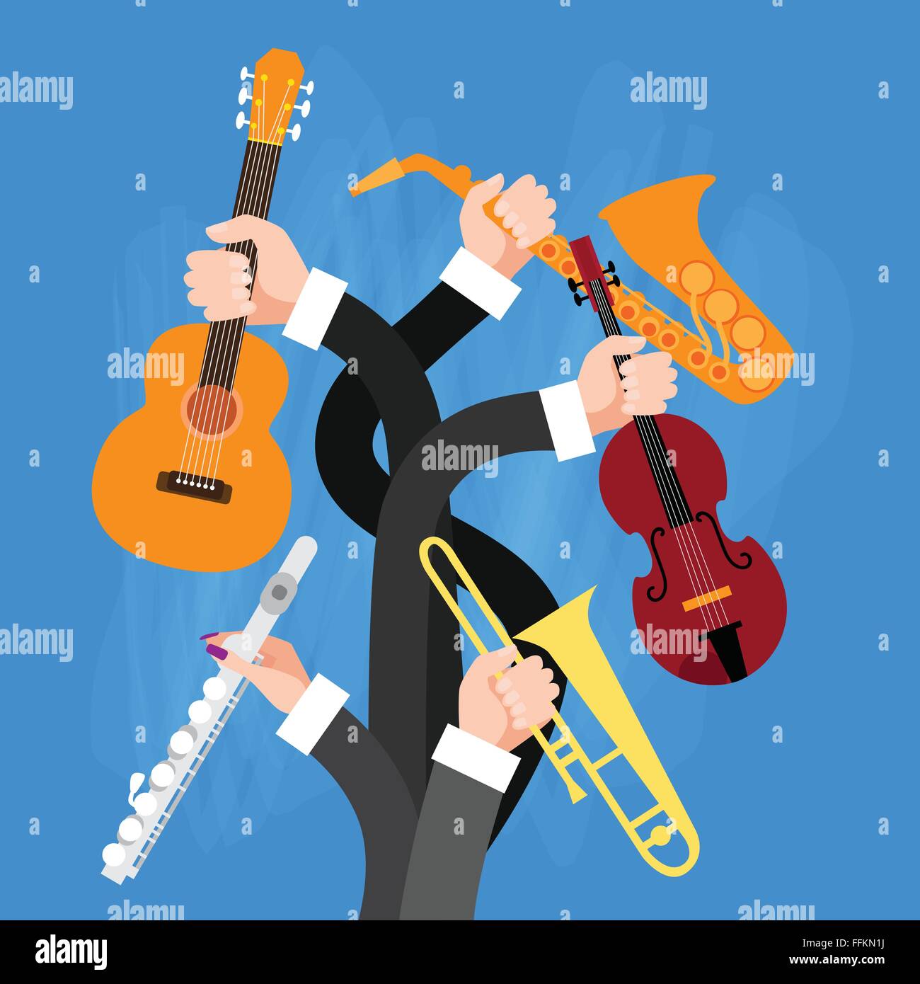 Group Hands Holding Musical Instruments Stock Vector Image & Art Alamy