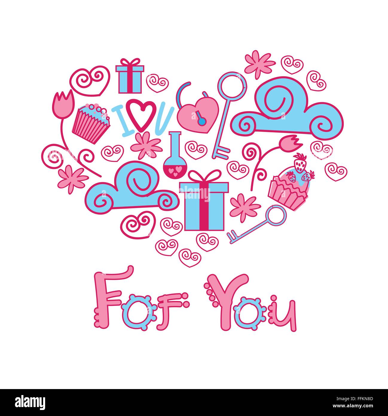 Pink Valentine Day Gift Card Holiday Love Heart Shape Stock Vector ...