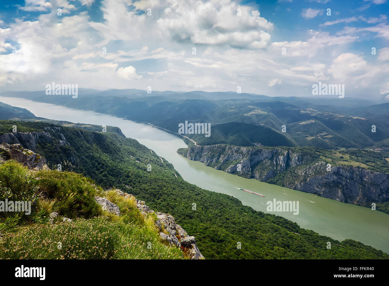Danube in Djerdap National park, Serbia. Cliffs over Danube river, Djerdap National park, east Serbia. Stock Photo