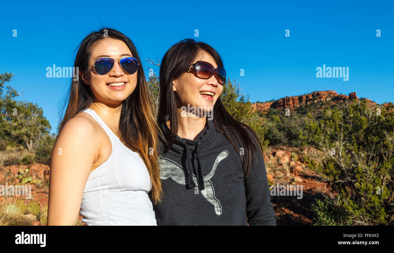 Hikers on the Vista Trail in Sedona Stock Photo