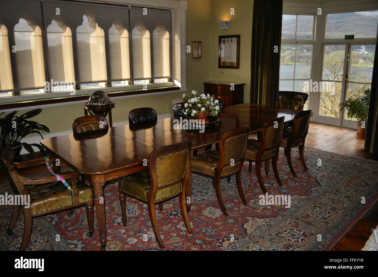 Dining room at Brantwood House Coniston Lake District Stock Photo Alamy
