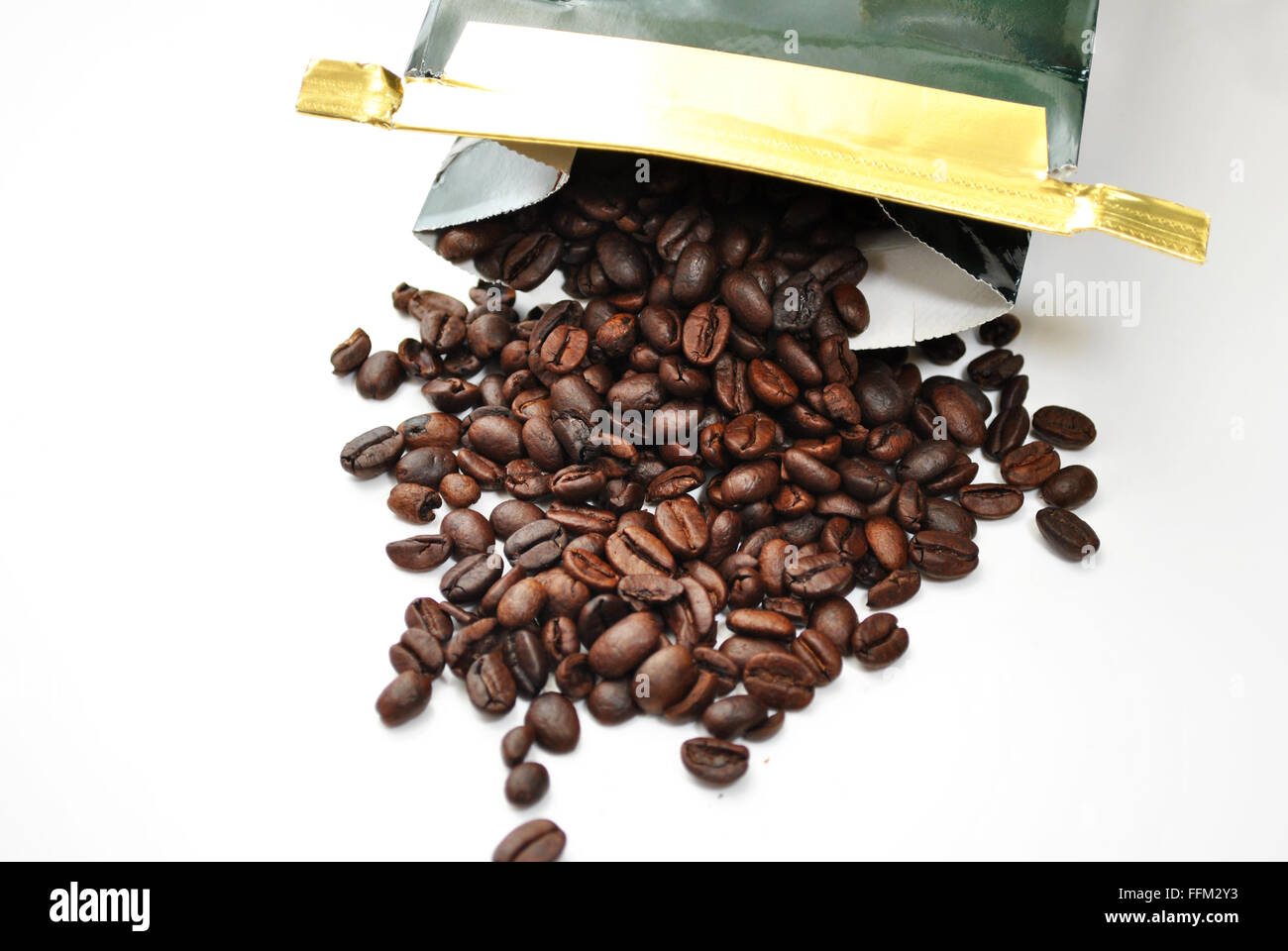 Opened Bag of Coffee Beans Stock Photo Alamy