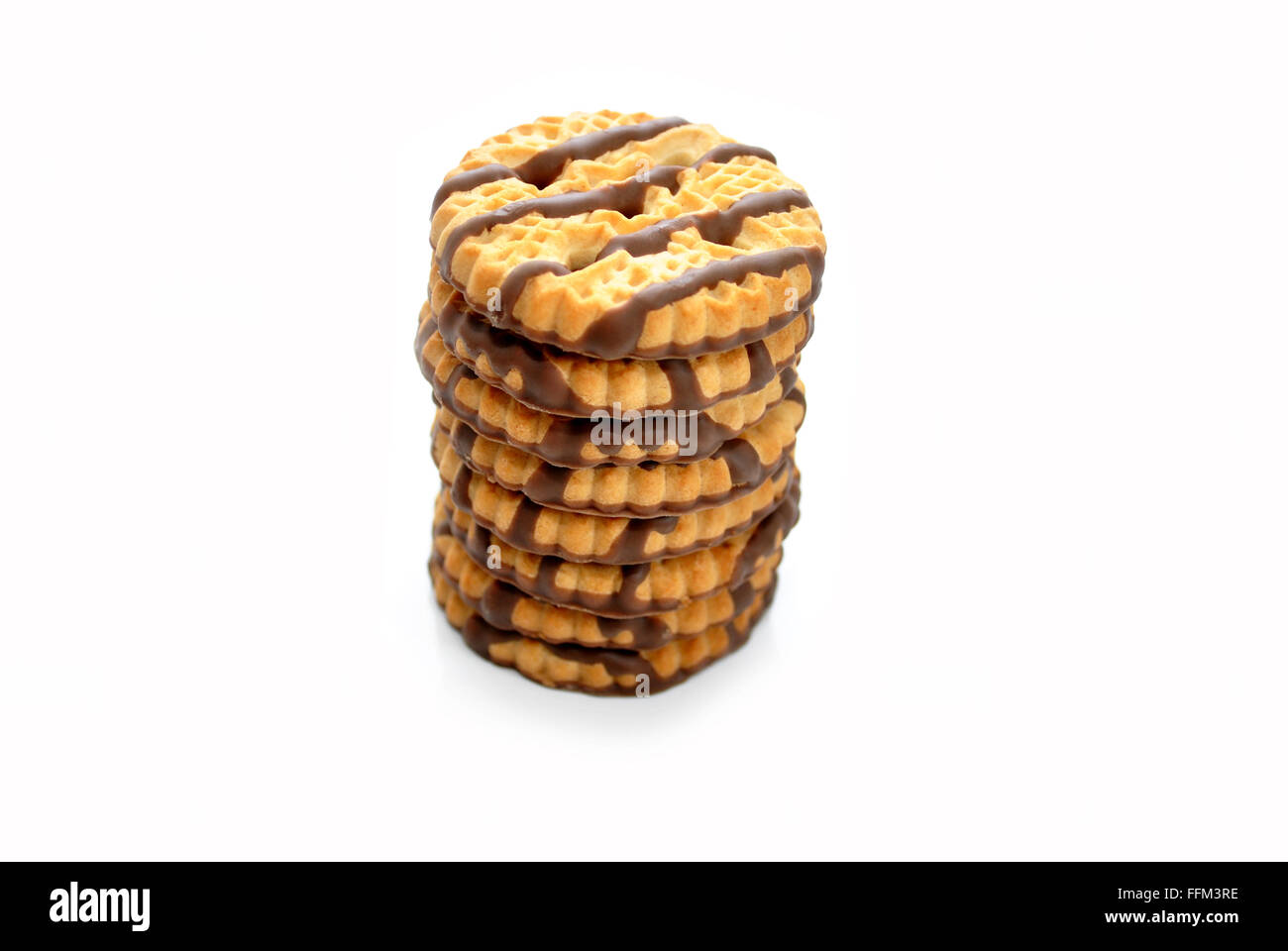 A Stack of Shortbread Cookies with Chocolate Stock Photo
