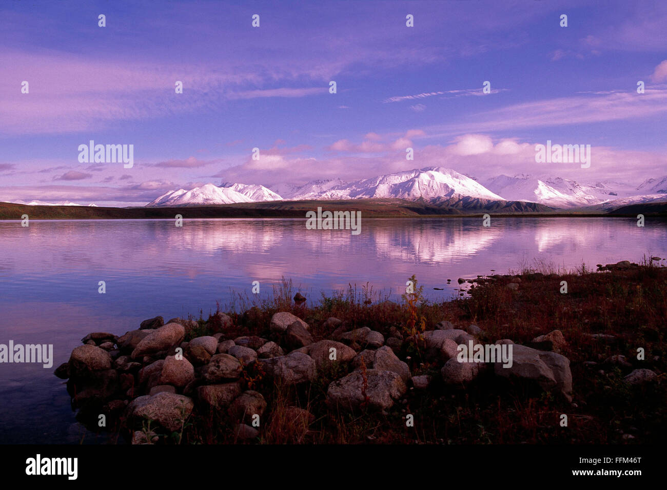 Summit Lake and Alaska Range Mountains along Richardson Highway, Alaska