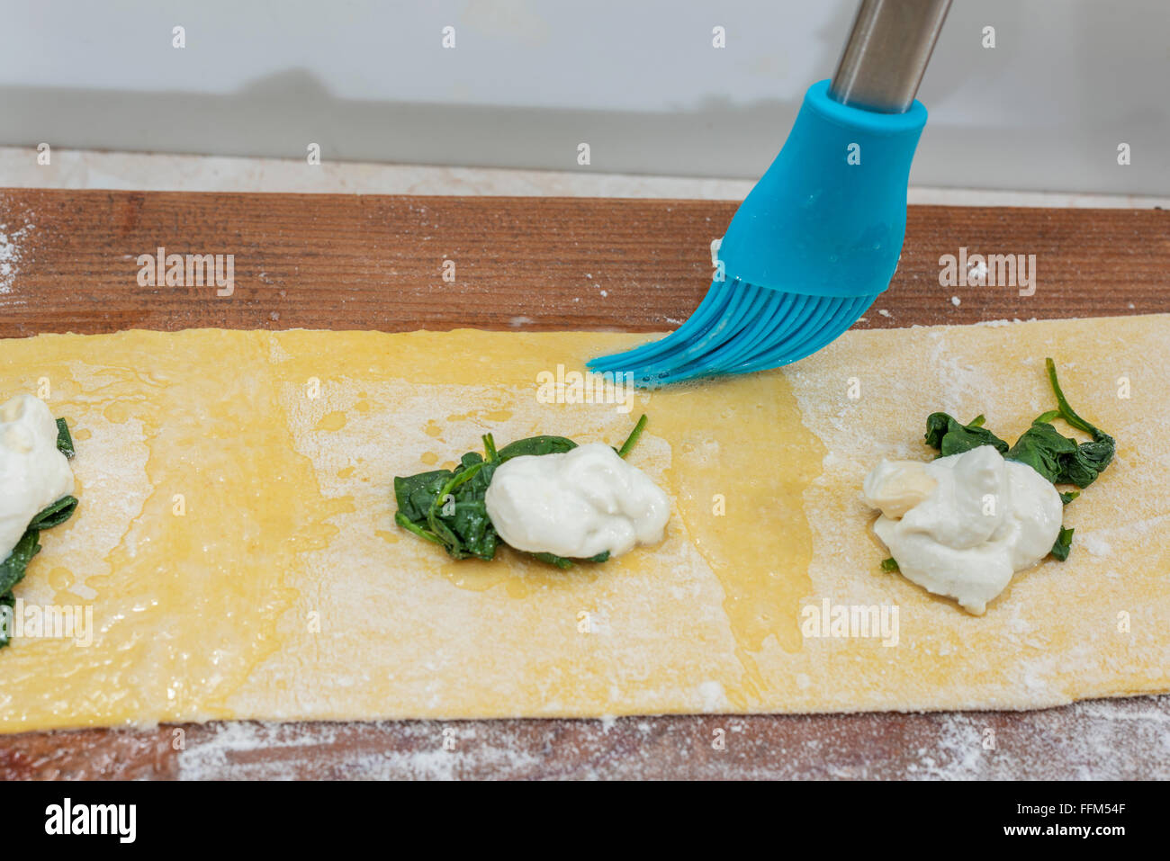 made ravioli pasta by hand Hand Kitchen Spinach Ricotta Cotta dough