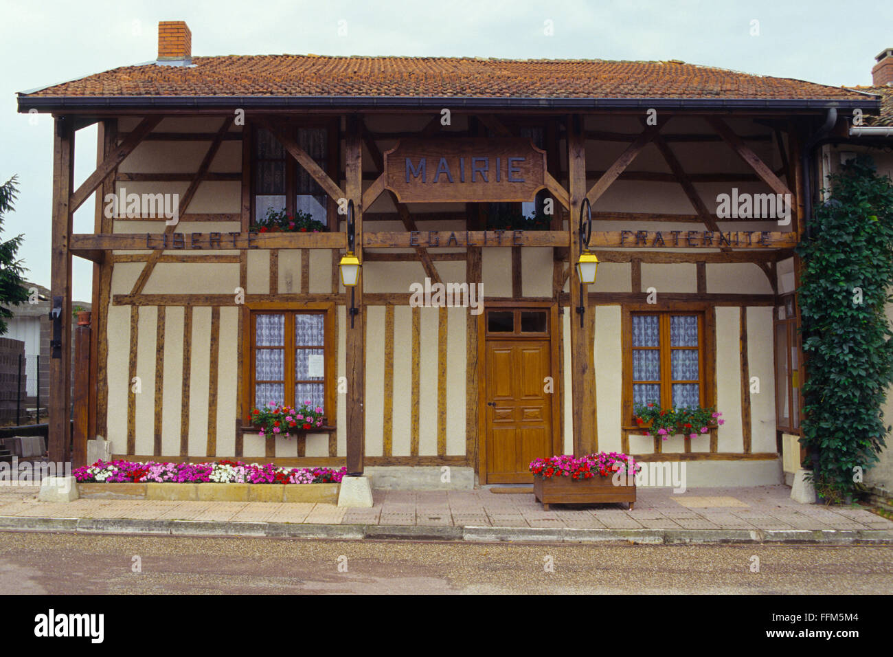 France, Meuse (55), village of Beaulieu en Argonne, town hall Stock Photo