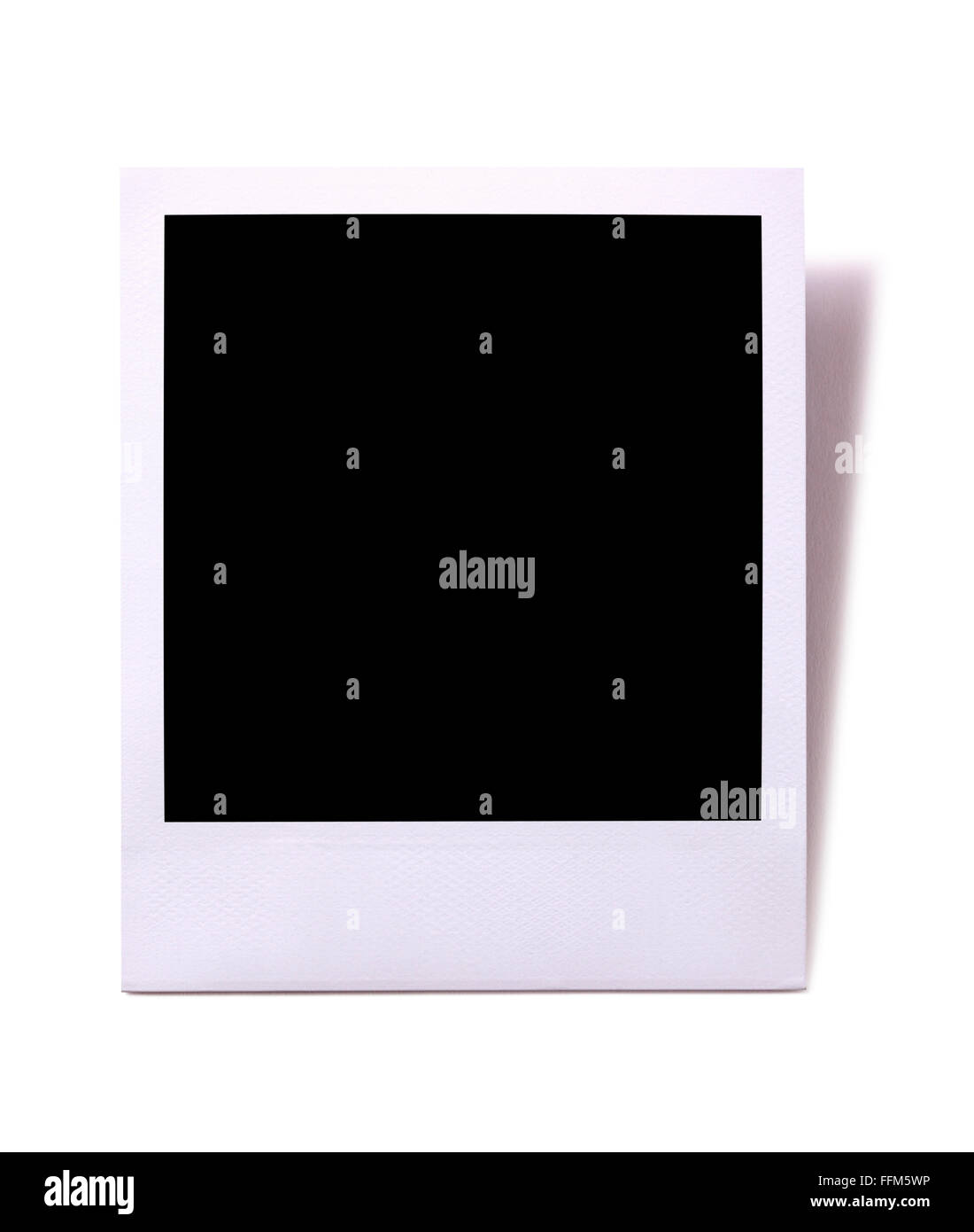 Close up one empty Polaroid instant photo frame isolated on white