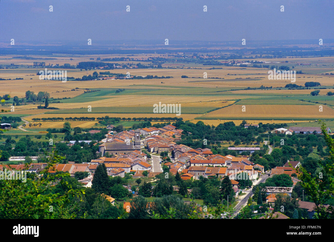 France, Meuse (55), village of Vieville sous les cotes viewed from Hattonchatel hill during summertime Stock Photo