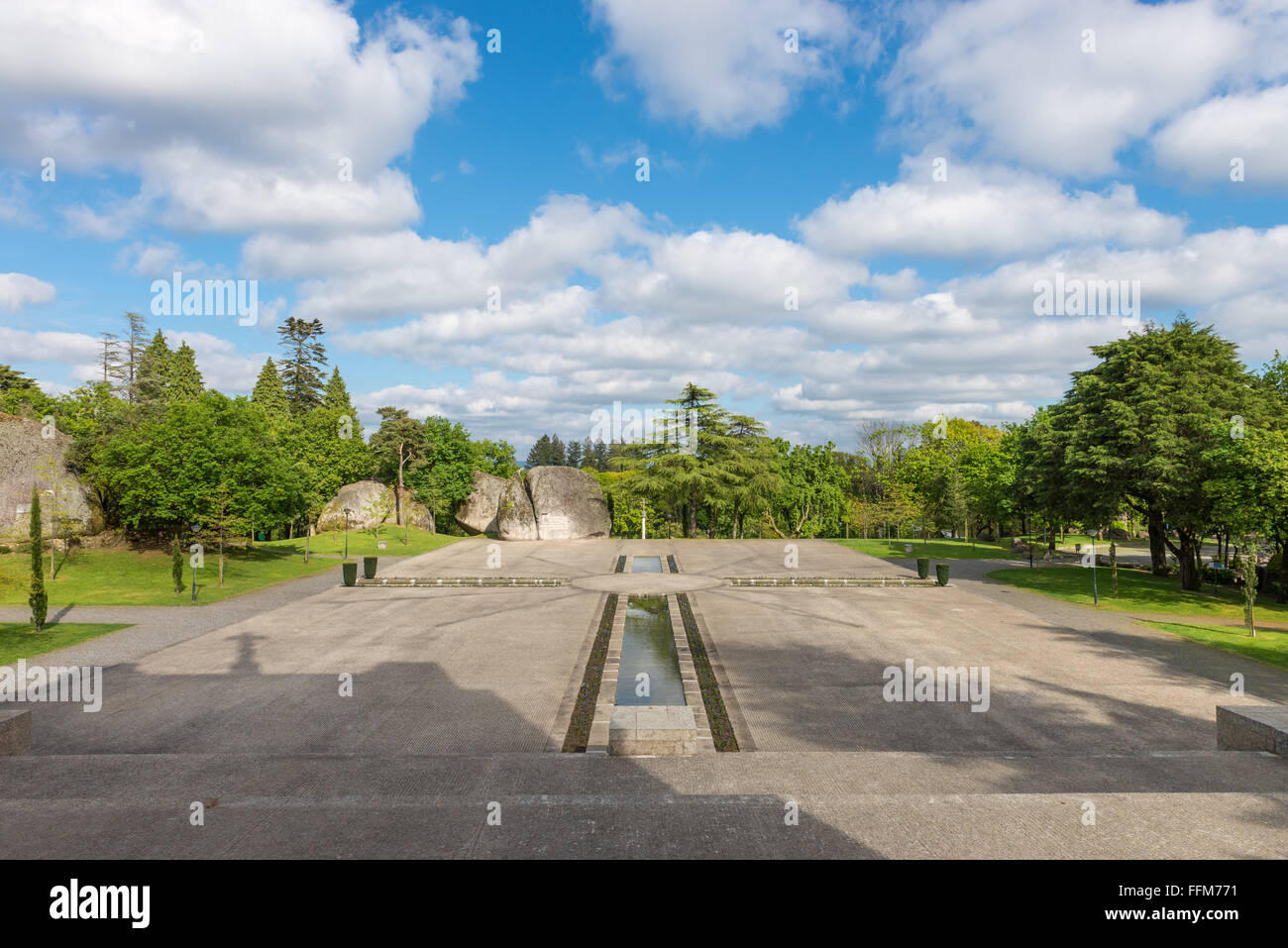 Backyard gardens at the Monte de Santa Catarina or Montanha da Penha church, Guimaraes Stock Photo