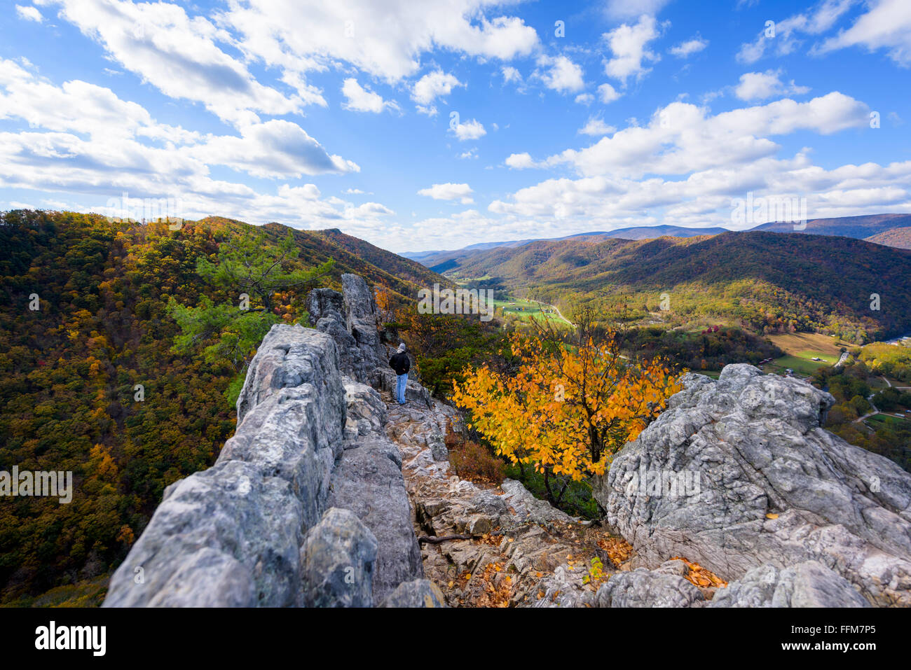 View of valley from Seneca Rocks, State Park, West Virginia Stock Photo