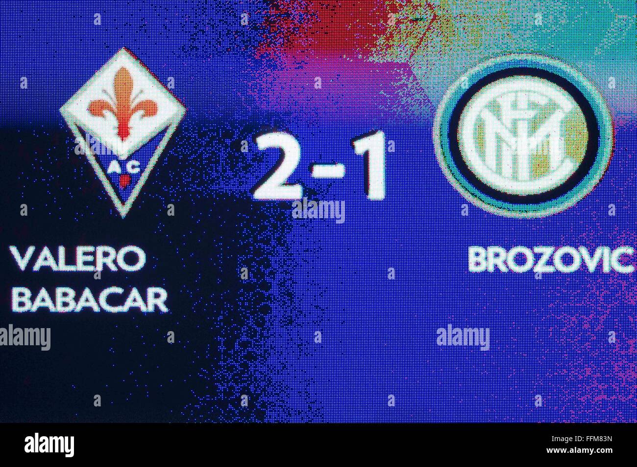 Florence, Italy. 14th Feb, 2016. The final scoreboard Football/Soccer ...