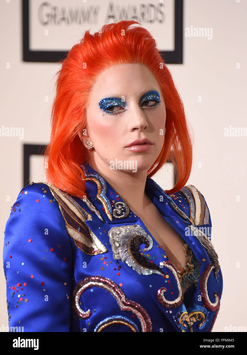 Los Angeles, California, USA. 15th Feb, 2016. LADY GAGA arrives for the 58th Annual Grammy Awards at Staples Center. Credit:  Lisa O'Connor/ZUMA Wire/Alamy Live News Stock Photo