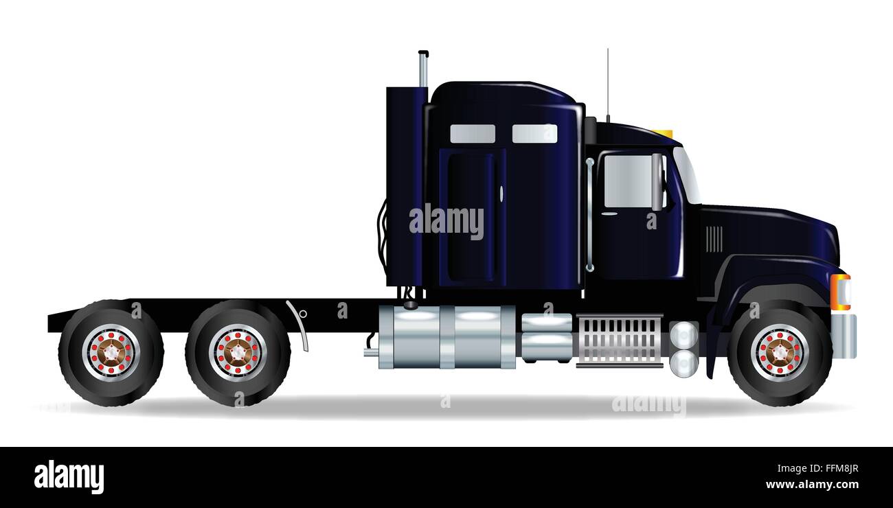 The front end of a large lorry over a white background Stock Vector