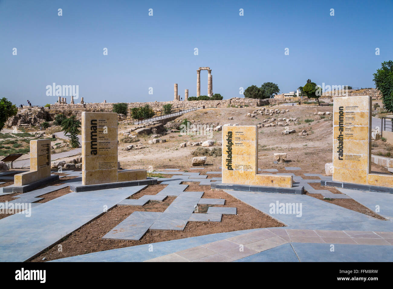 Citadel Sign The entrance signs to the Temple of Hercules ruins at the Citadel in ...