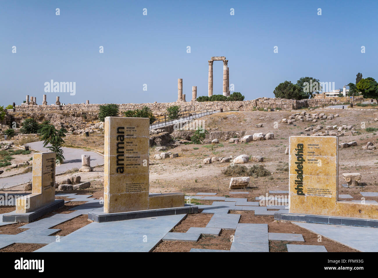 Citadel Sign The entrance signs to the Temple of Hercules ruins at the Citadel in ...