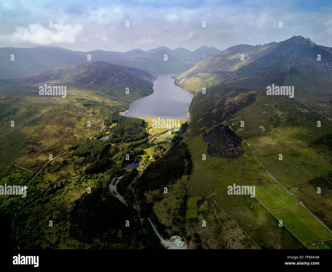 Aerial Silent Valley Mournes Mourne Down Northern Ireland Stock Photo