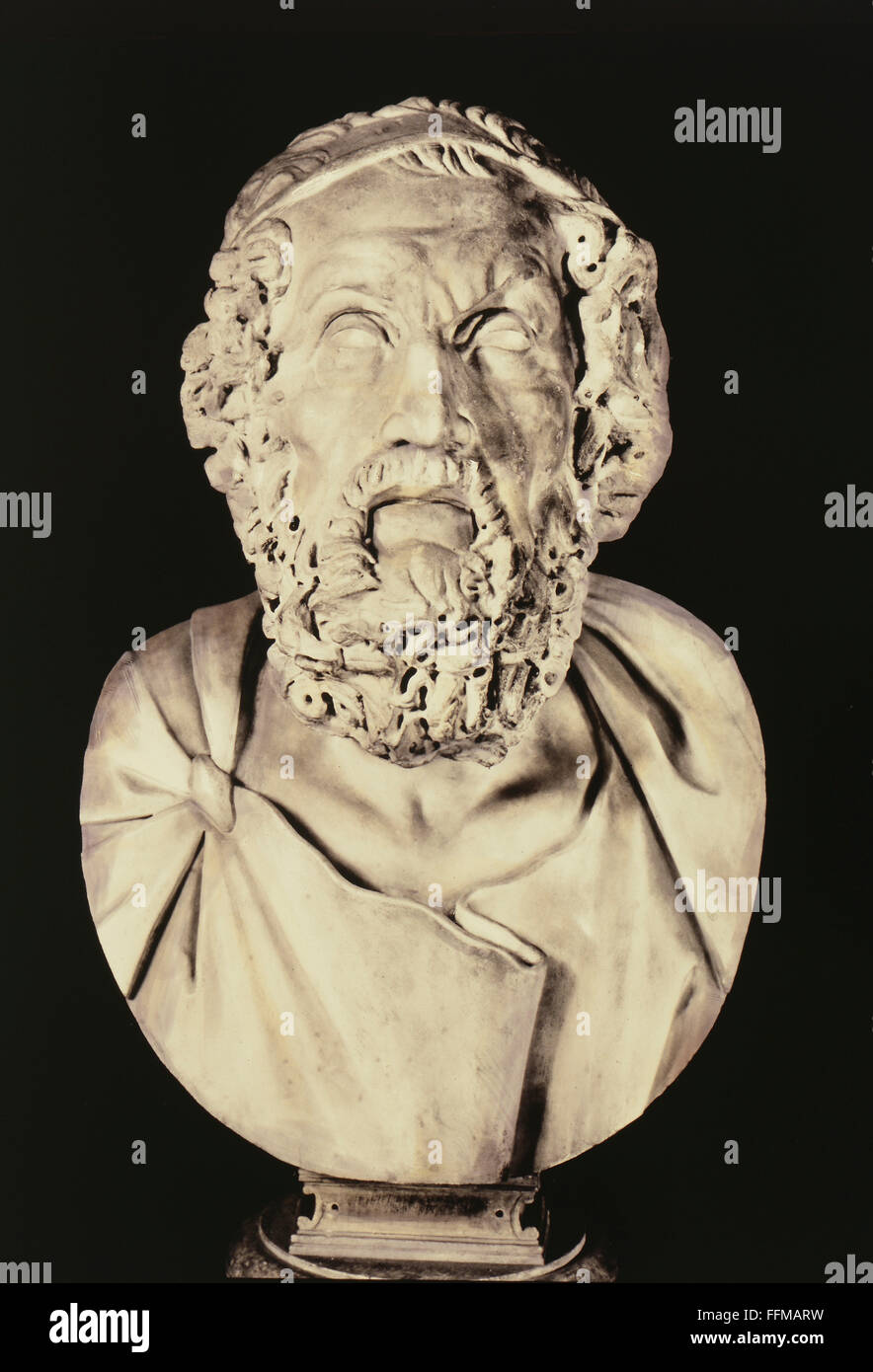 Homer, circa 800 BC, Greek writer, portrait, bust, marble, 2nd century BC, Palazzo dei Conservatori, Rome, Stock Photo