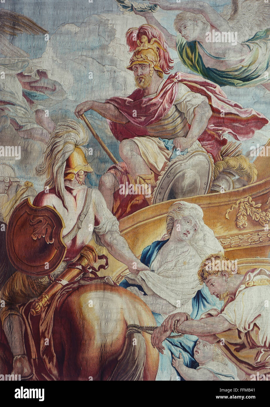 allegories, 'Triumph of Mars', tapestry, detail, after design by Jan van Orley, Augustin Coppens, circa 1720, 700 x 400 cm, manufactory Reydams-Leyniers, Bruxelles, Bavarian National Museum, Munich, Germany, Additional-Rights-Clearences-Not Available Stock Photo