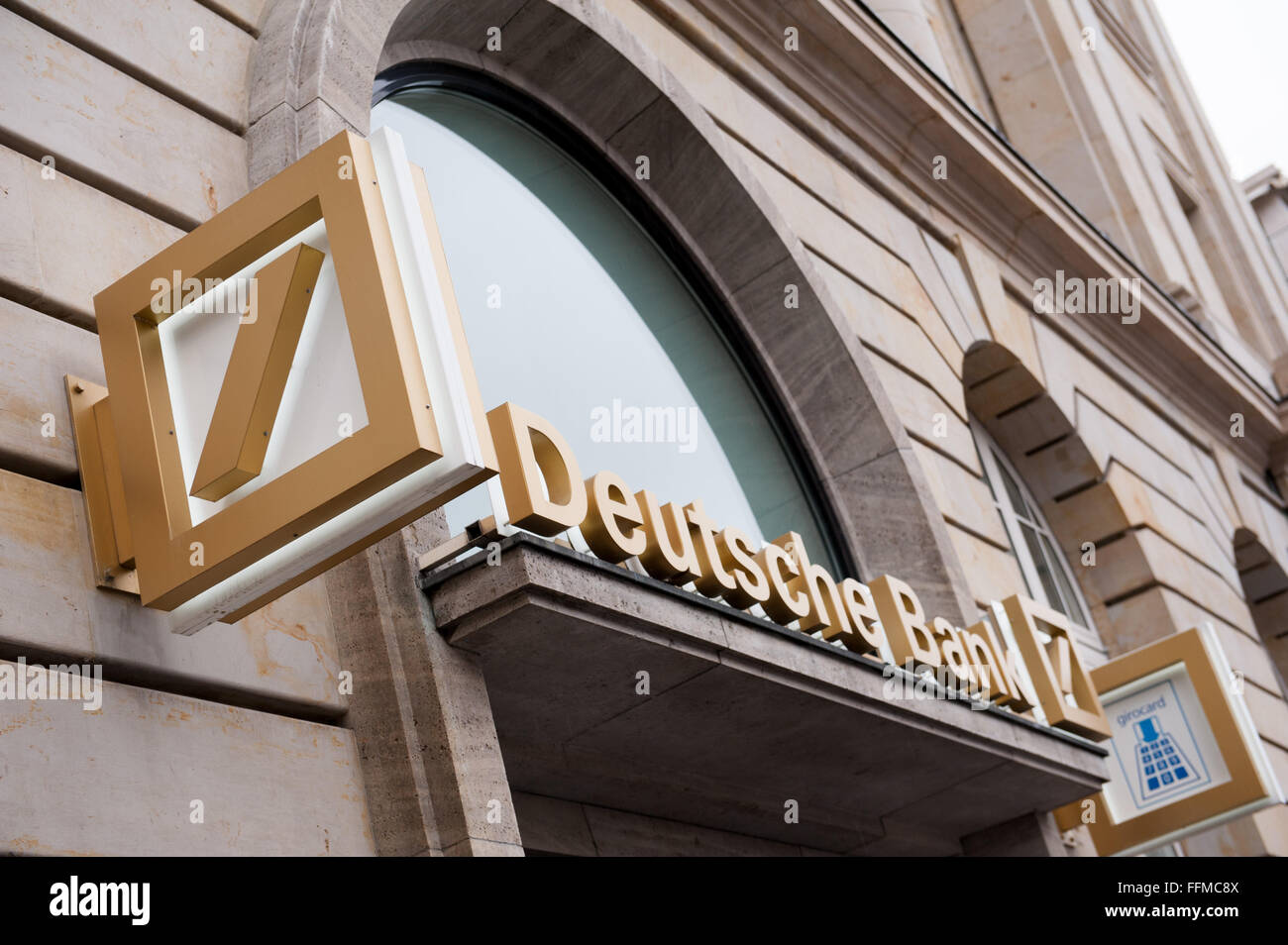 Pictrure of the entrance of Deutsche Bank in Frankfurt, taken on 10/02/16 Stock Photo