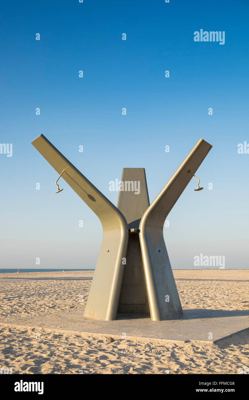 Modern public shower on beach in Dubai United Arab Emirates Stock Photo