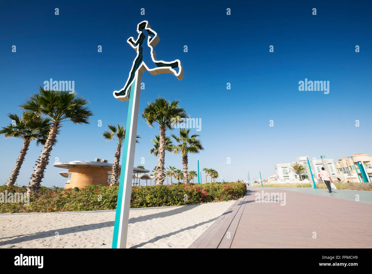 New public boardwalk and jogging track beside beach   in Dubai United Arab Emirates Stock Photo
