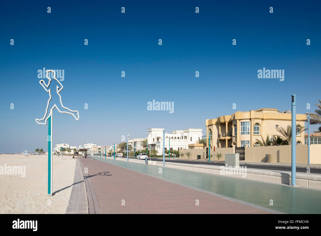 New public boardwalk and jogging track beside beach  in Dubai United Arab Emirates Stock Photo