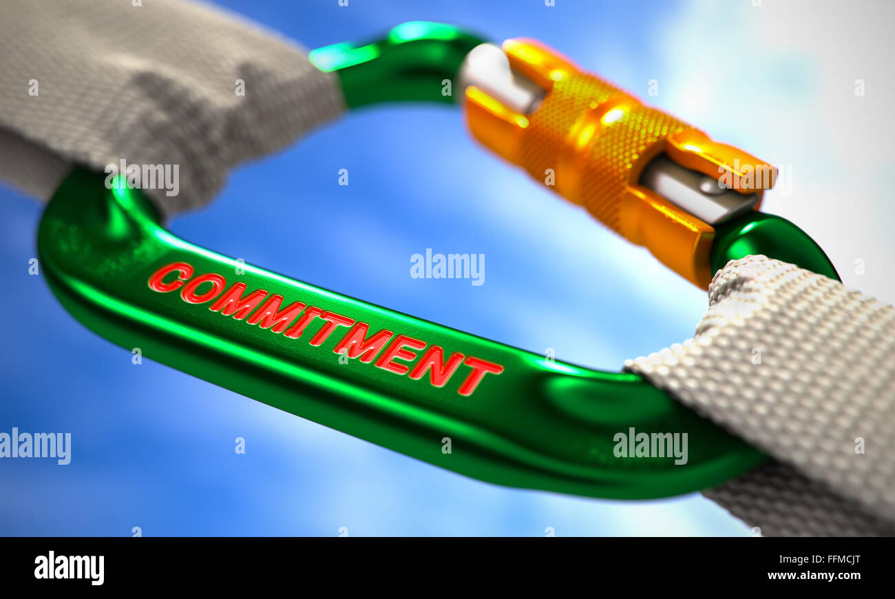 Commitment on Green Carabine with White Ropes. Stock Photo