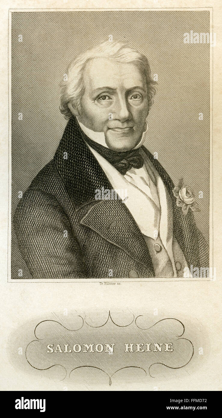 Salomon Heine , portrait , born 1767 in Hannover , died 1844 in Hamburg ,  business man and banker , sponsor of Heinrich Heine , steel engraving of  Tr. Kühner , about