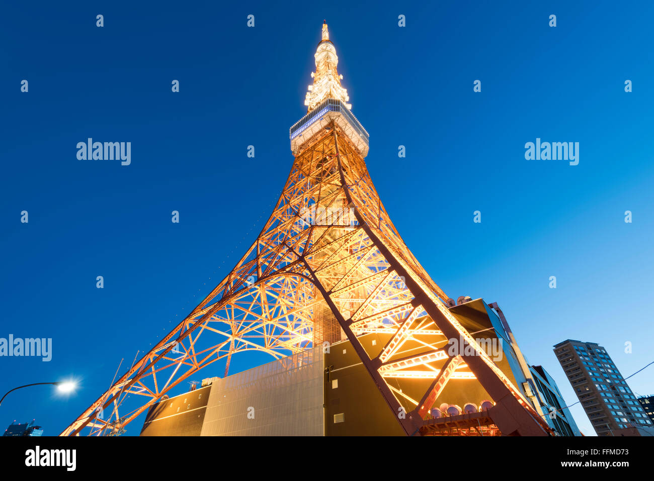 The illuminated Tokyo Tower Stock Photo