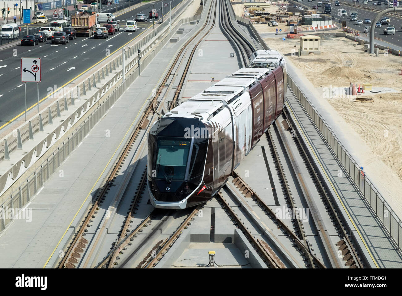 View of Dubai Tram system in United Arab Emirates Stock Photo