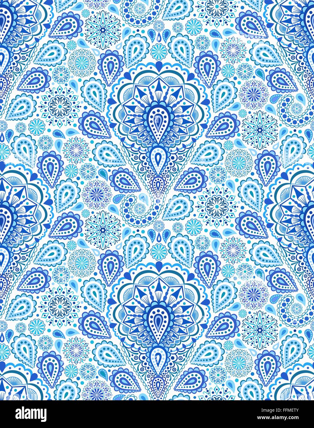 Intricate Blue Paisley Pattern Stock Vector