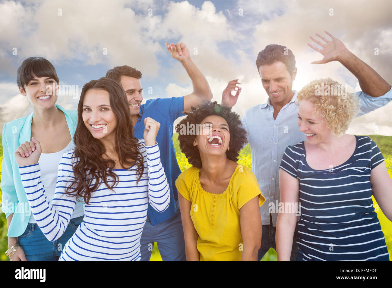 Composite image of creative business team having fun Stock Photo