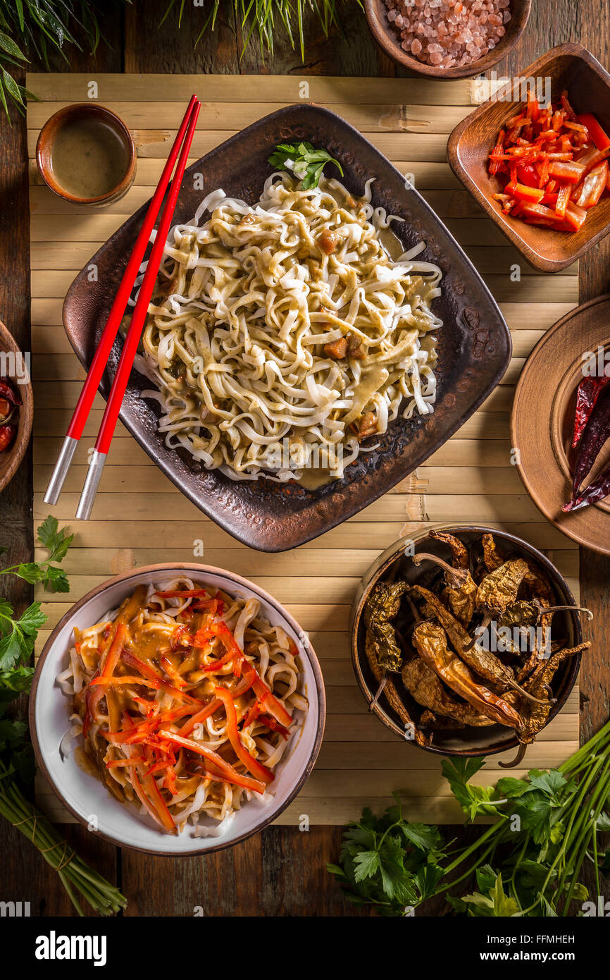 Thai noodles served in restaurant Stock Photo Alamy