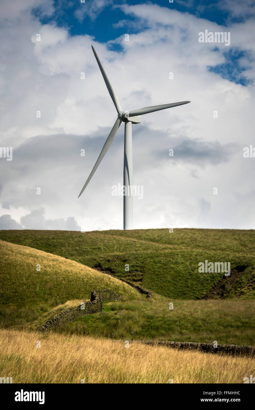 wind turbine blue sky white clouds Stock Photo - Alamy