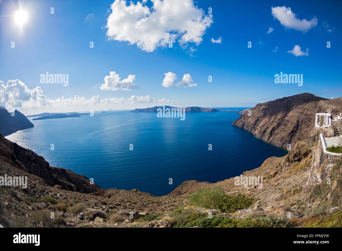 Beautiful Bay on the island of Santorini, Greece Stock Photo