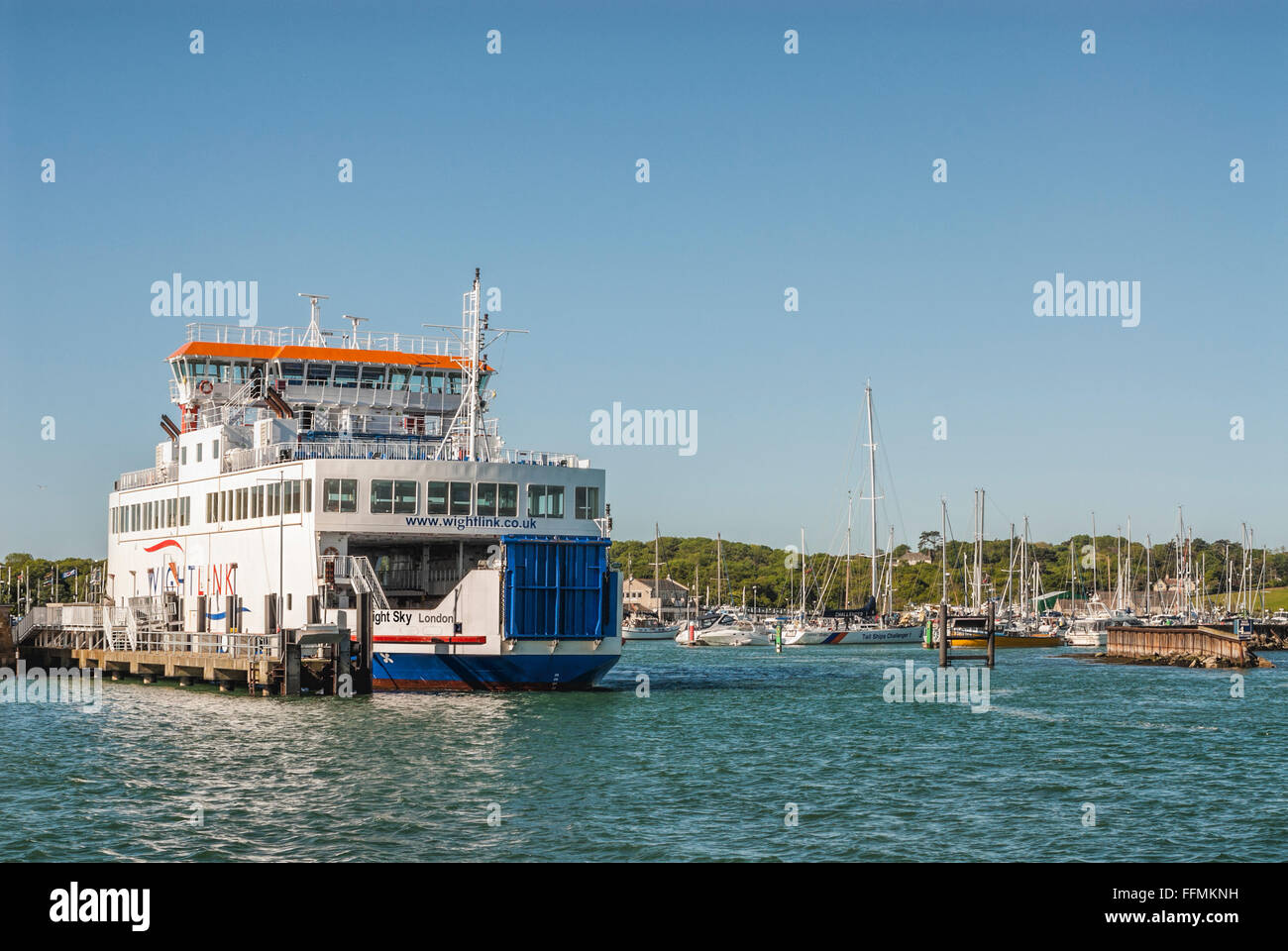 Wightlink Ferry moored at the Marina of Yarmouth, Isle of Wight, England Stock Photo
