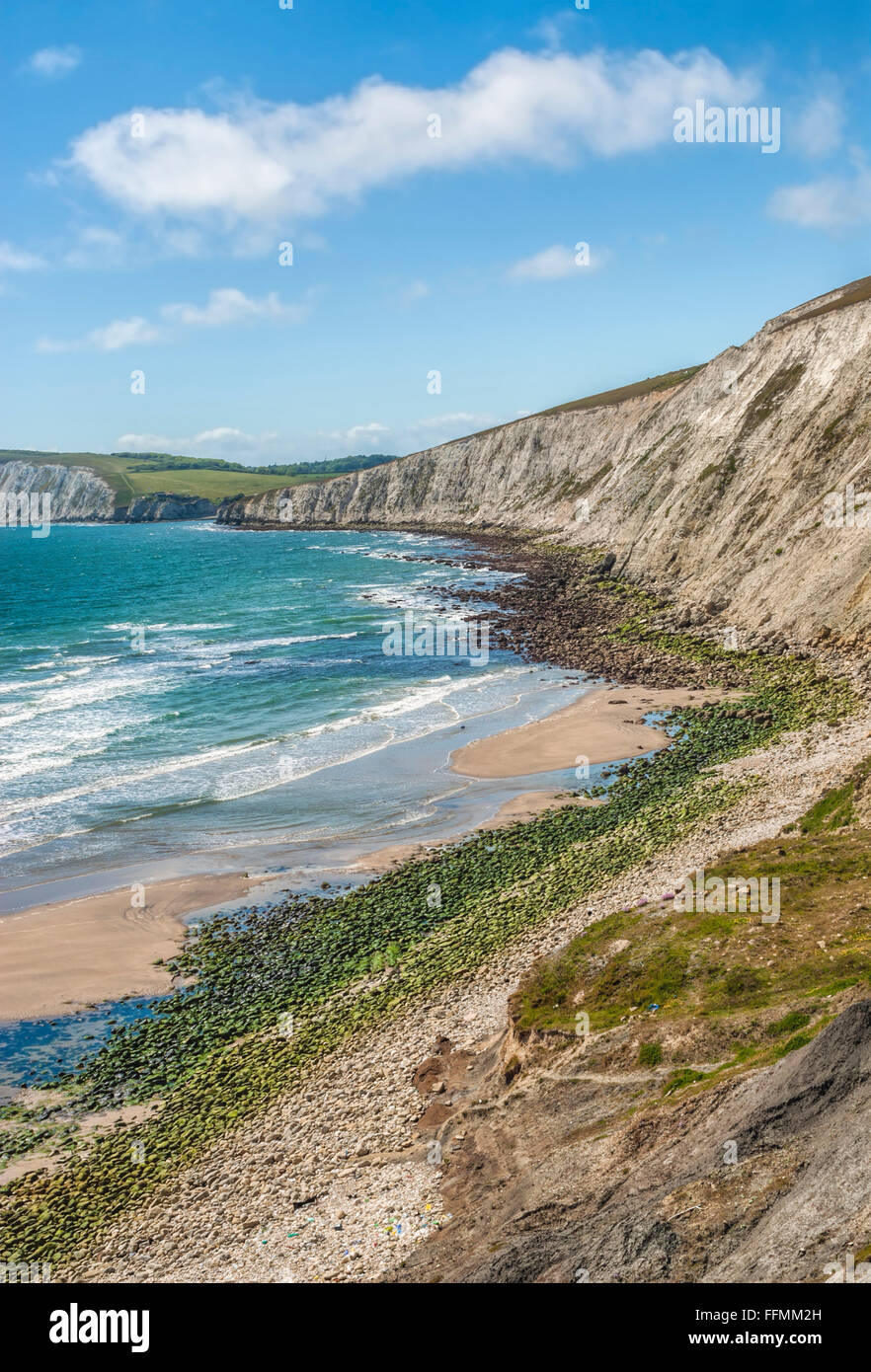Landscape at southern coast of Isle of Wight, South England Stock Photo