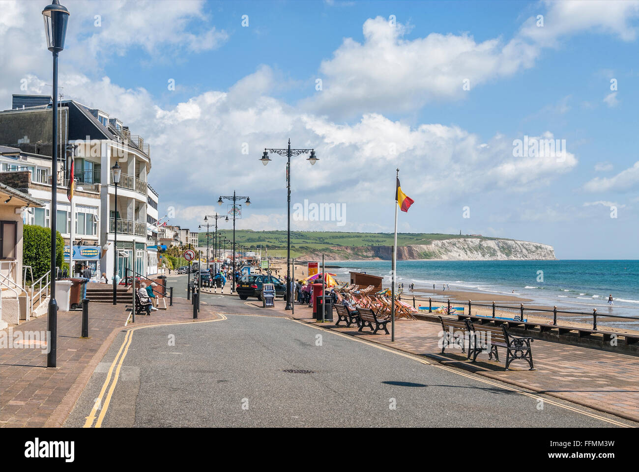 Sandown Beach Parade at the Isle of Wight in South England Stock Photo