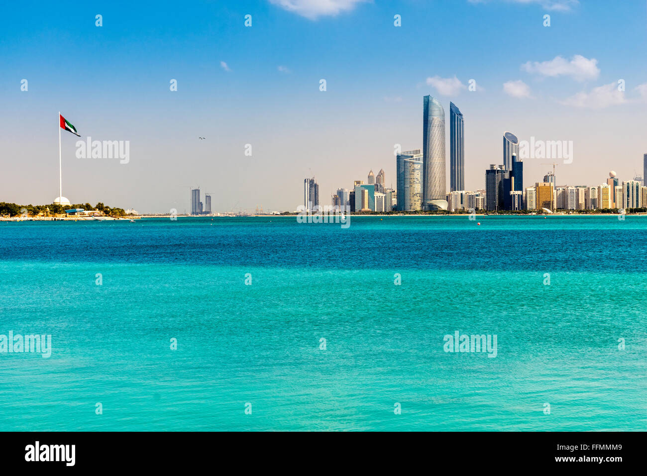 Abu Dhabi Skyline, United Arab Emirates Stock Photo