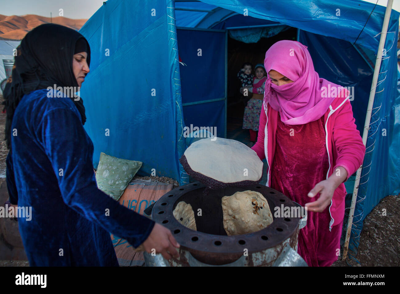 small restaurant in refugee camp in Northern Iraq Stock Photo