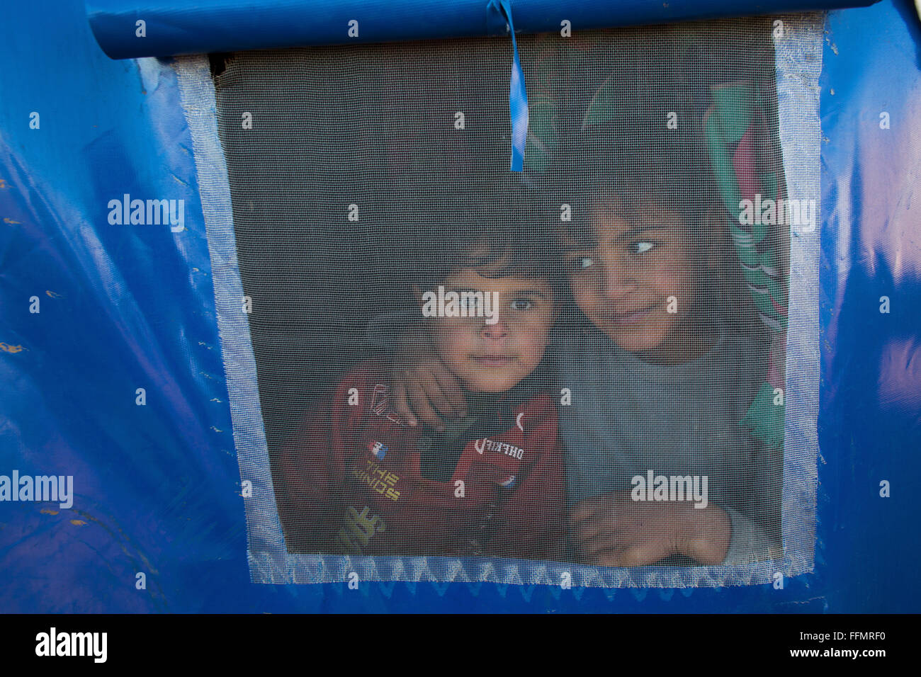 Refugee children in a refugee camp in Northern Iraq Stock Photo