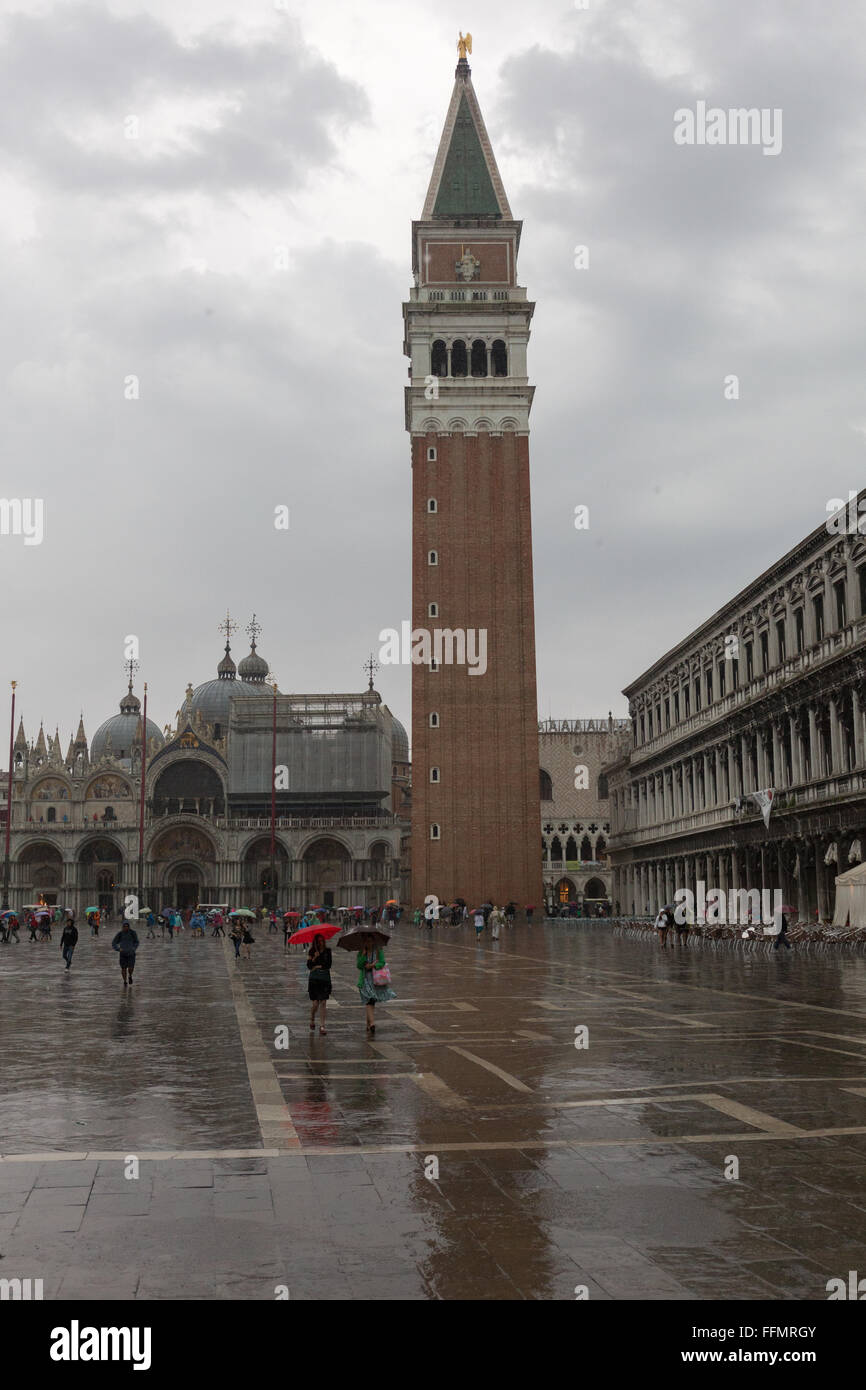 Clock Rainstorm Clock tower in St Mark's square during a rainstorm Stock Photo - Alamy