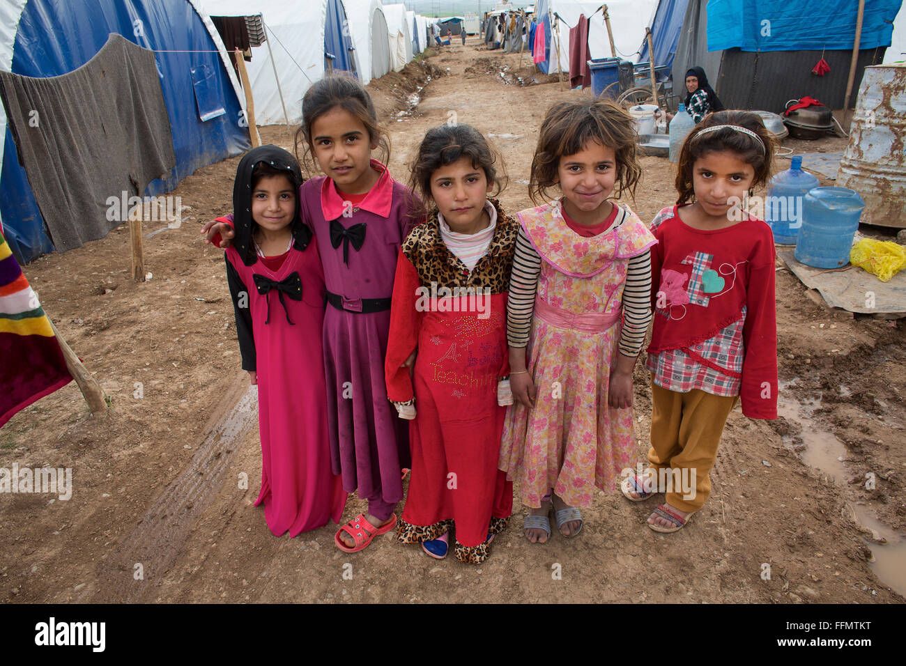 Refugee children in a refugee camp in Northern Iraq Stock Photo
